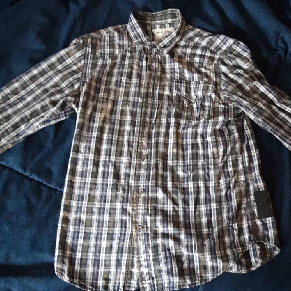 DKNY Jeans men's plaid cotton shirt Medium